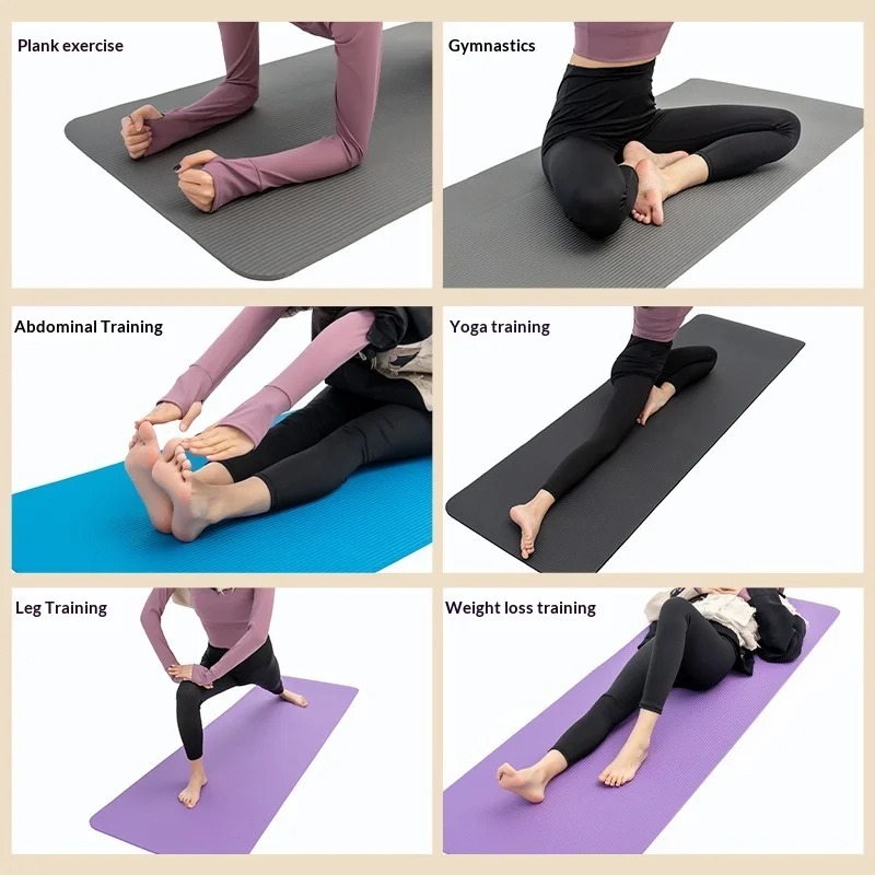 Pilates Yoga Mat - 特厚滑り止めヨガマット、衝撃吸収、幅広ピラティスフィットネスワークアウトマット、ホームジム、女性男性用、環境に優しいピンク