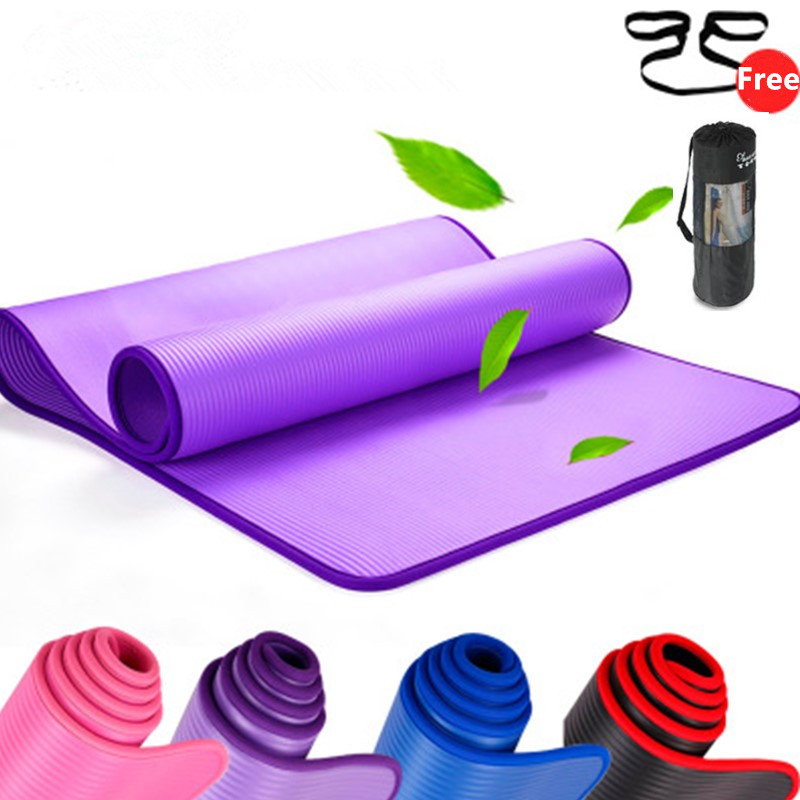 Pilates Yoga Mat - 10mm厚の滑り止めヨガマット 183cm×61cm 厚手NBRジムマット スポーツ 室内フィットネス ピラティス