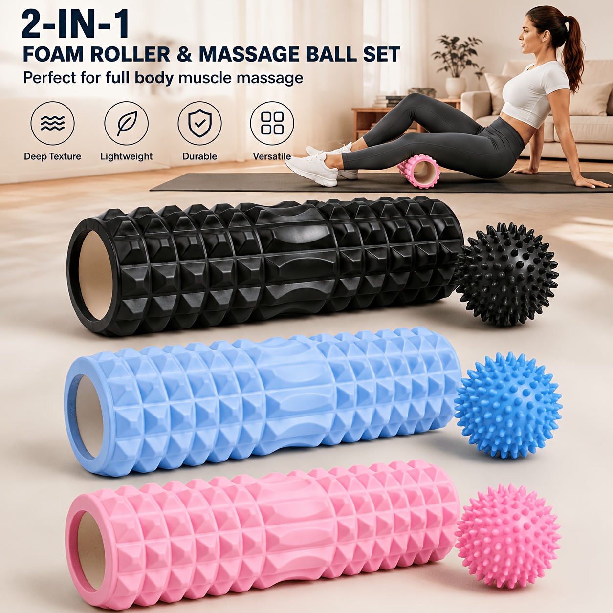 Acupressure Ball Set - 2個入り全身マッサージセット フォームローラー アキュプレッシャーボール ディープティシューマッスルトレーニングツール 背中マッサージ 家庭用筋肉回復用