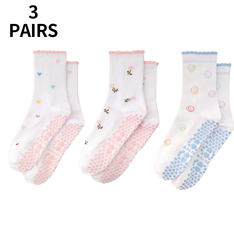 Medias Para Pilates Y Yoga - 1/2/3/4足組の女性用ピラティスソックス、柔らかく快適、高弾性で締め付け感がなく、オールシーズンに適しています。