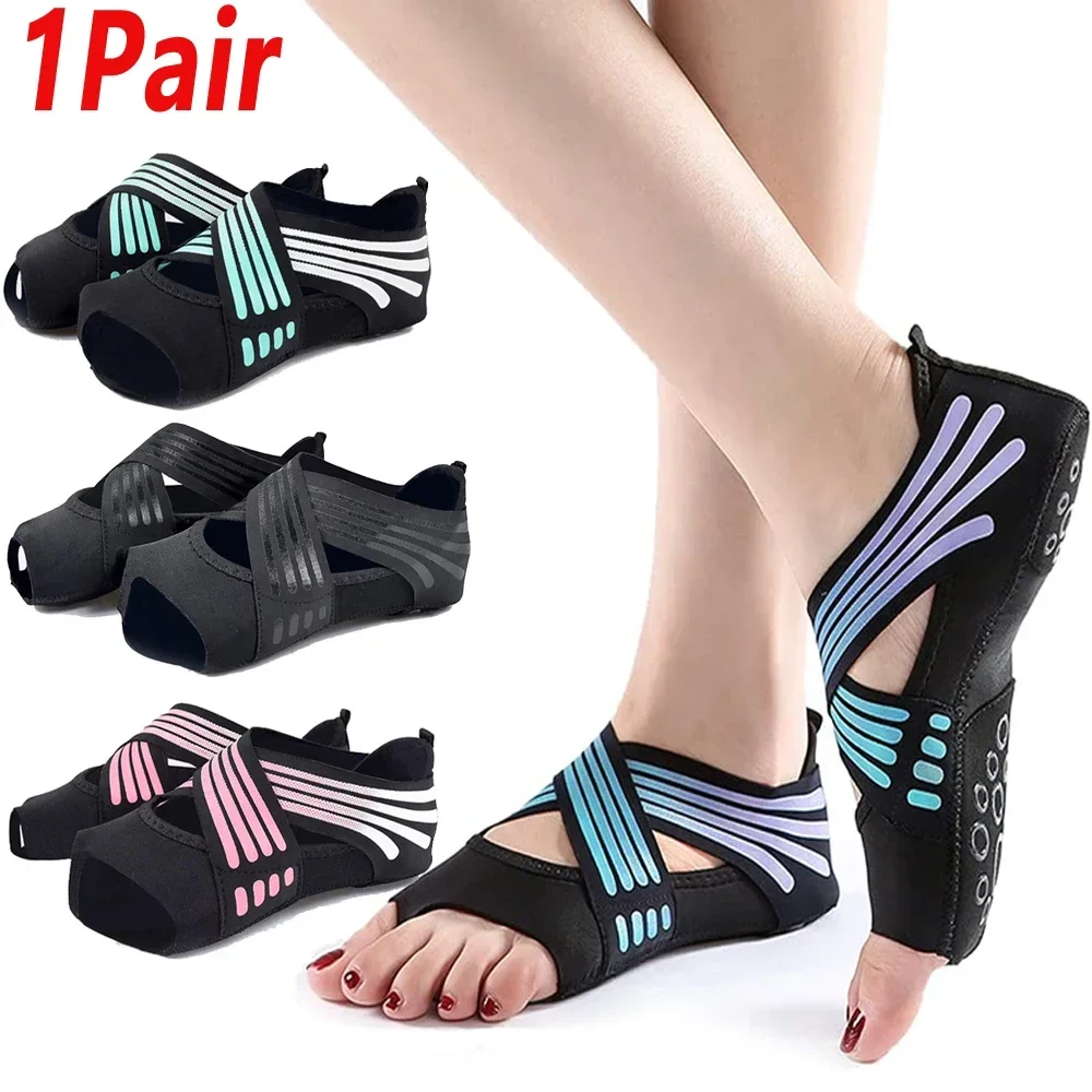 Medias Para Pilates Y Yoga - 1足組プロフェッショナルノンスリップジムヨガシューズ フラットソフト滑り止めソール バレエフィットネスダンスシューズ ピラティスヨガシューズソックス