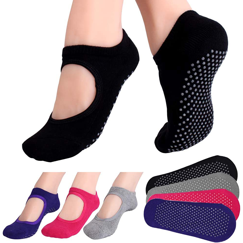 Medias Para Pilates Y Yoga - バックレスノンスリップフィットネスピラティスソックス綿女性スポーツヨガソックスバレエダンススリッパ裸足靴下ワークアウトジム用