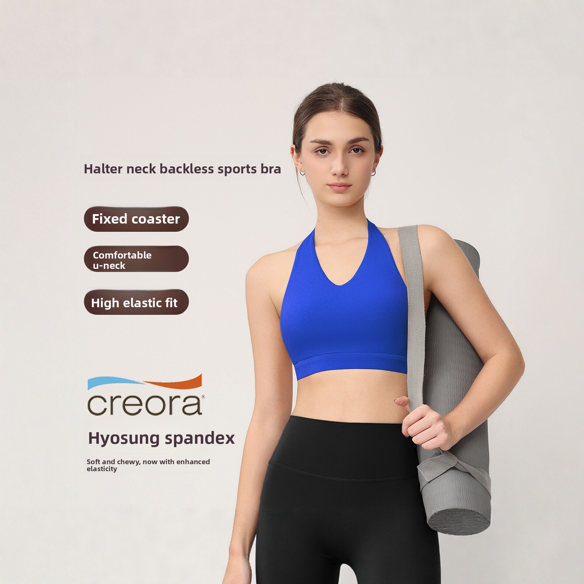 Pilates Yoga Top - 女性用ホルターネックスポーツブラ、固定パッド付き、耐衝撃＆プッシュアップ、レーサーバックヨガ＆ピラティストップ、テニスやフィットネスに最適