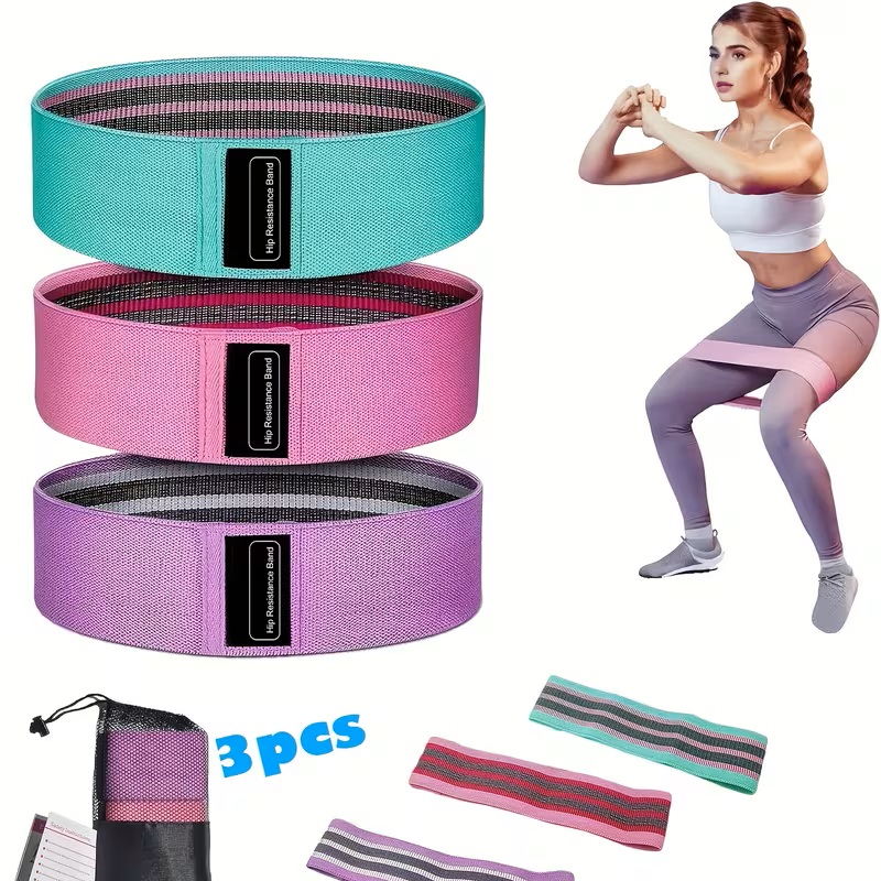 Pilates Yoga Home Workout - 布製のレッグ＆ヒップ用エクササイズバンド。ヨガ、ピラティス、自宅でのトレーニングに最適なループバンド。ヒップの筋力トレーニング用。