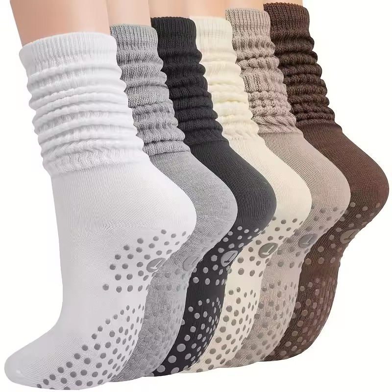 Pilates Yoga Barı - 1-3 ペア女性ピラティス屋内アンチスリップシリコーンフロアソックス通気性ダブルバーミドルソックスダンスエクササイズヨガソックス