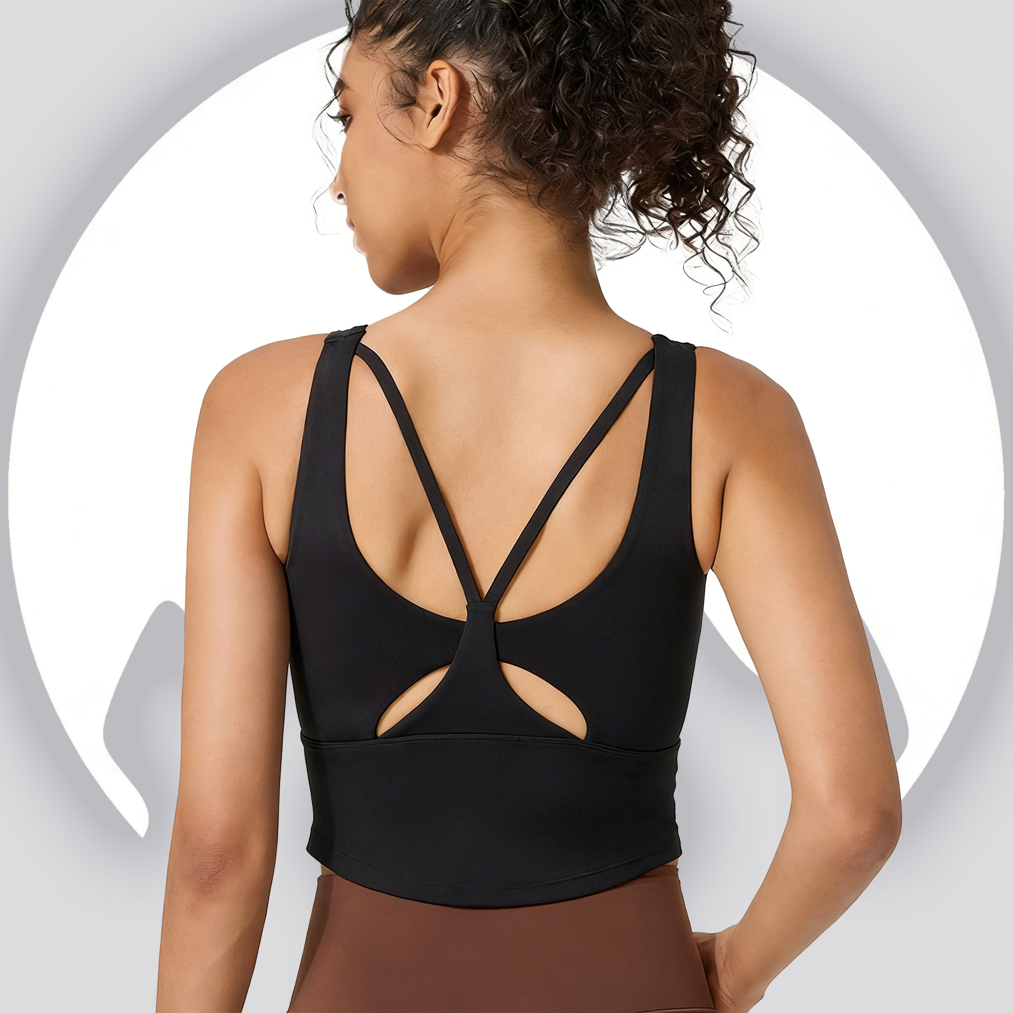 Pilates Yoga Top - レディース固定カップヨガスポーツブラ - クリスクロスバック、ルーシュドウエストワークアウトタンクトップ、ピラティス、ジム、アウトドアフィットネスアクティブウェアに最適