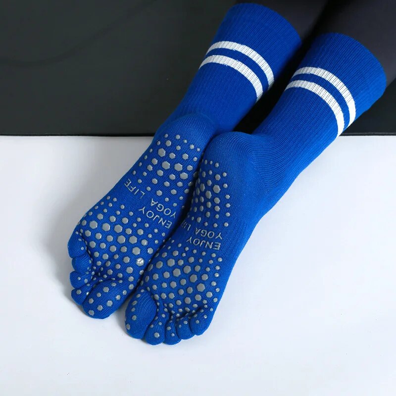 Medias Para Pilates Y Yoga - ハーフチューブヨガソックス,通気性,滑り止め,5本の指,スポーツ,綿,フィットネス,ダンス,バレエ,屋内,床