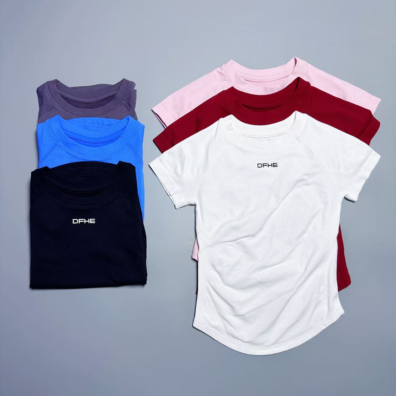 Pilates Yoga Top - DF レディース 通気性スポーツTシャツ 半袖 ラウンドネック イージーフィット