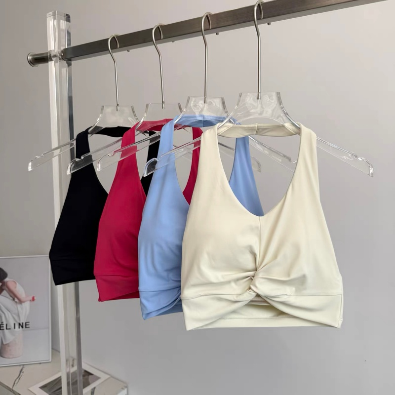 ホルターネックのスポーツブラ、パッド付き、ヨガ用クロップトッ - Pilates Yoga Top のレビューと価格