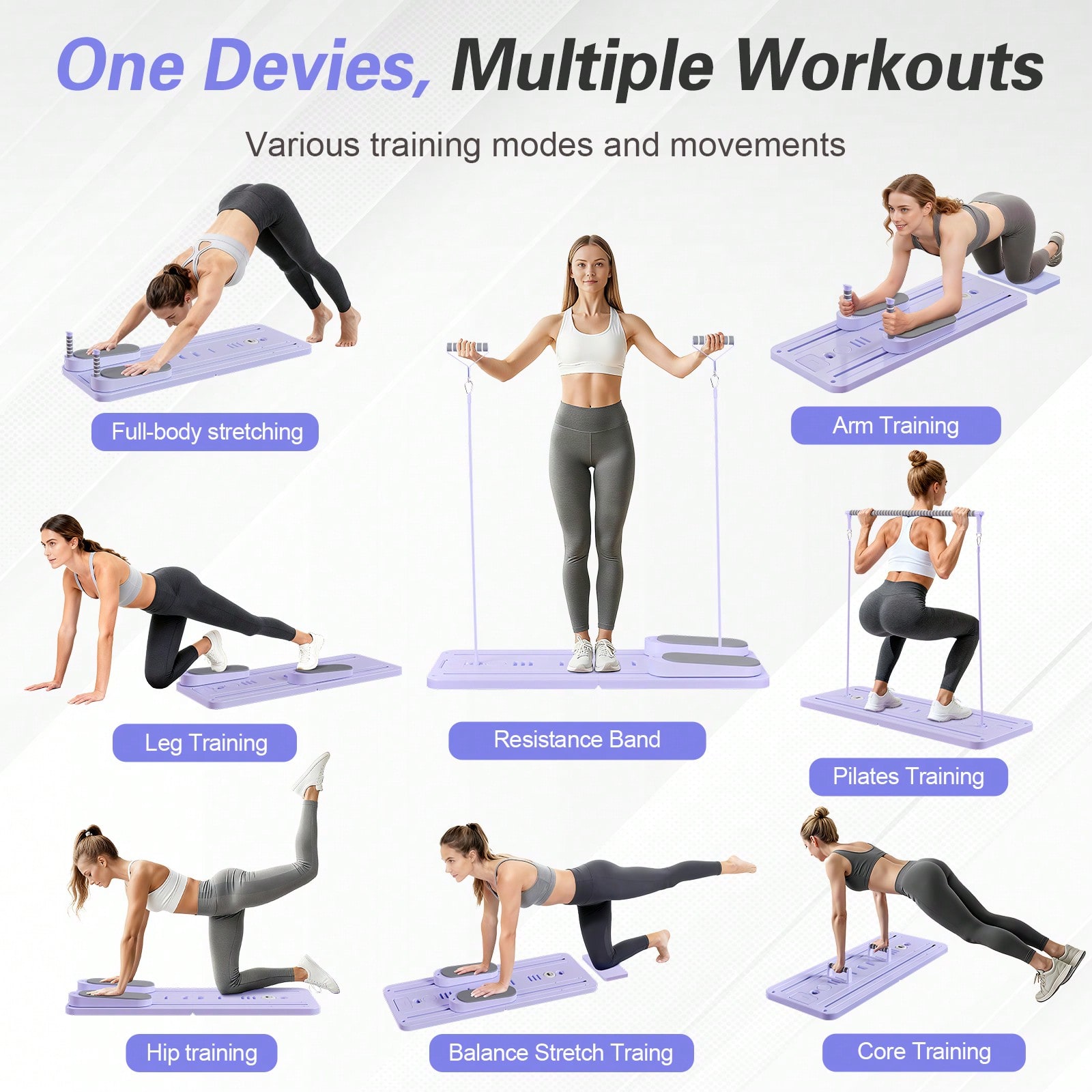 バー付きピラティスリフォーマー、スマホホルダー付きピラティス - Pilates & Yoga Elastic Band のレビューと価格