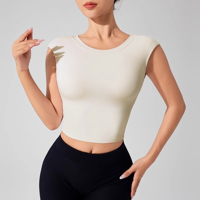 女性の背中の開いたフィットネス服固定胸パッド付き美しいトップ - Pilates Yoga Top のレビューと価格