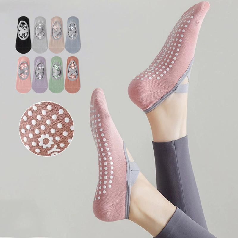 通気性タオル底ヨガソックス女性シリコーンノンスリップ包帯ピラ - Medias Para Pilates Y Yoga のレビューと価格