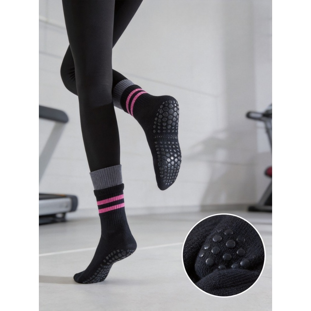 1pc 綿通気性アンチスリップヨガソックスカジュアルストライ - Pilates Yoga And Gym のレビューと価格