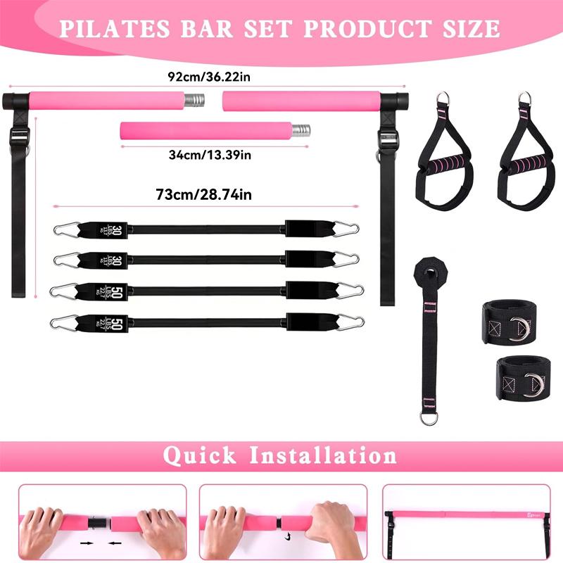 多機能ピラティスバーキット、弾性抵抗バンド付き、調整可能なス - Pilates Yoga Barı のレビューと価格