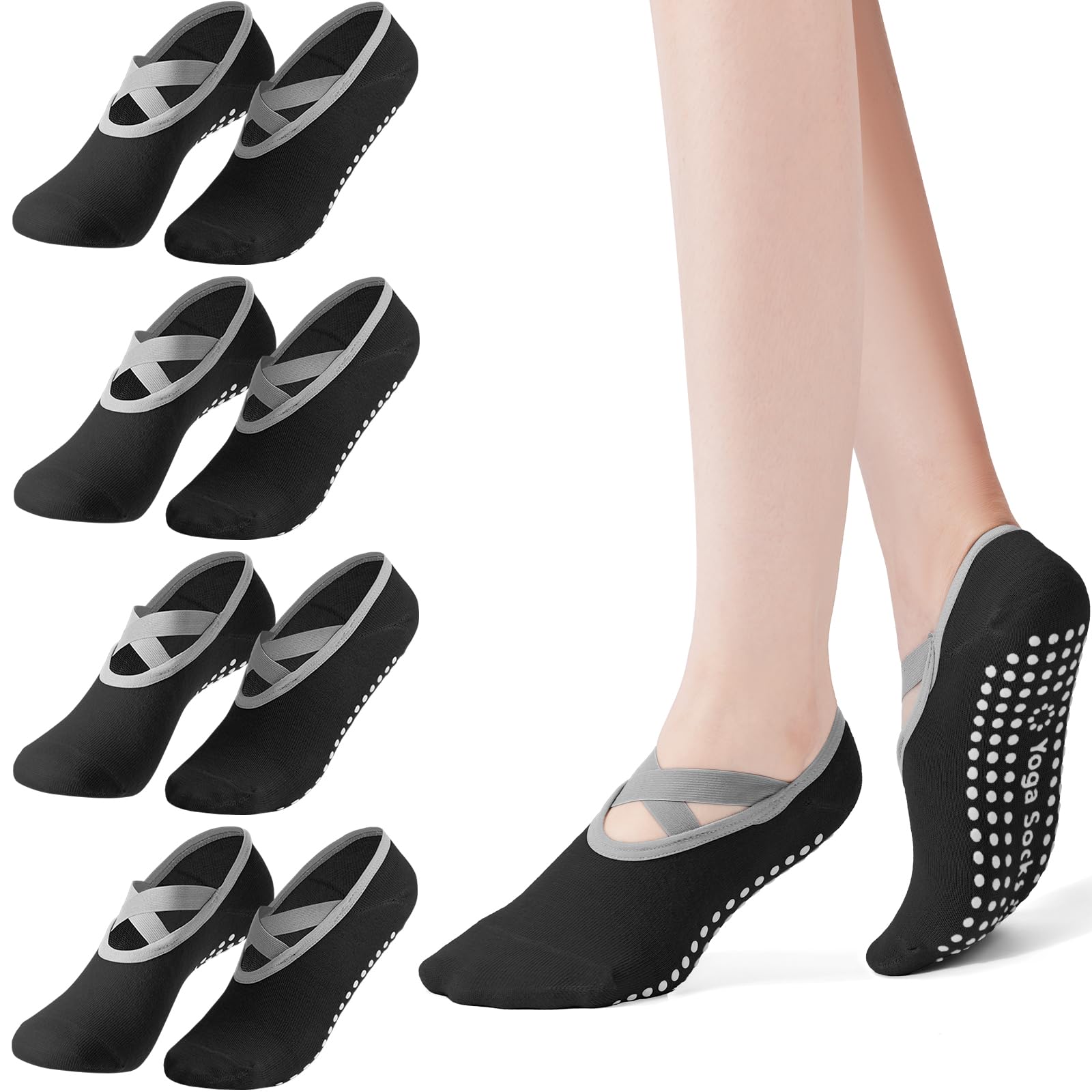 4足組 レディース ピラティスソックス、滑り止めヨガソックス - Medias Para Pilates Y Yoga のレビューと価格