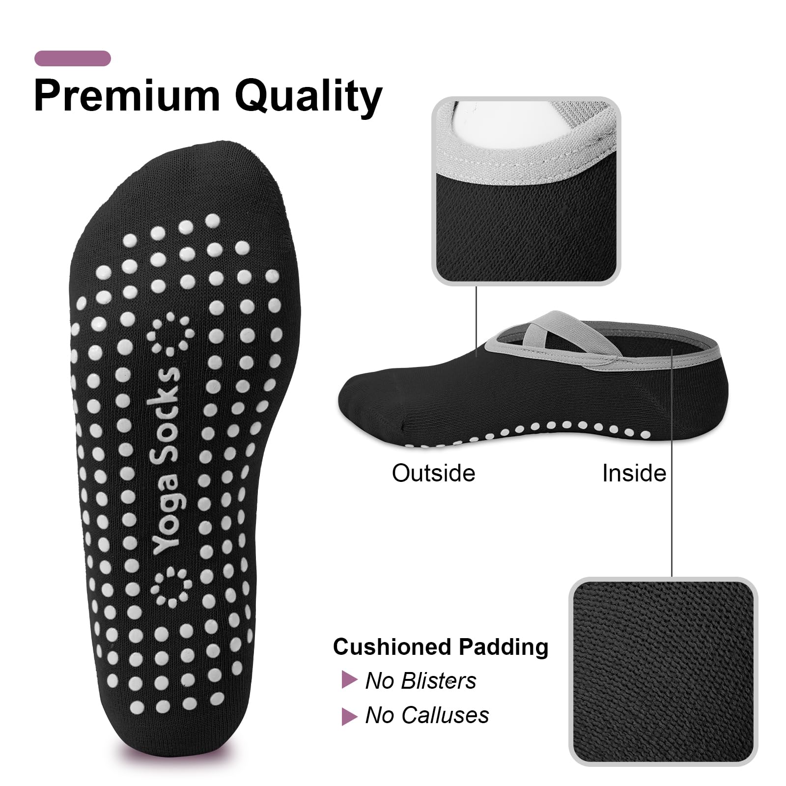 4足組 レディース ピラティスソックス、滑り止めヨガソックス - Medias Para Pilates Y Yoga のレビューと価格