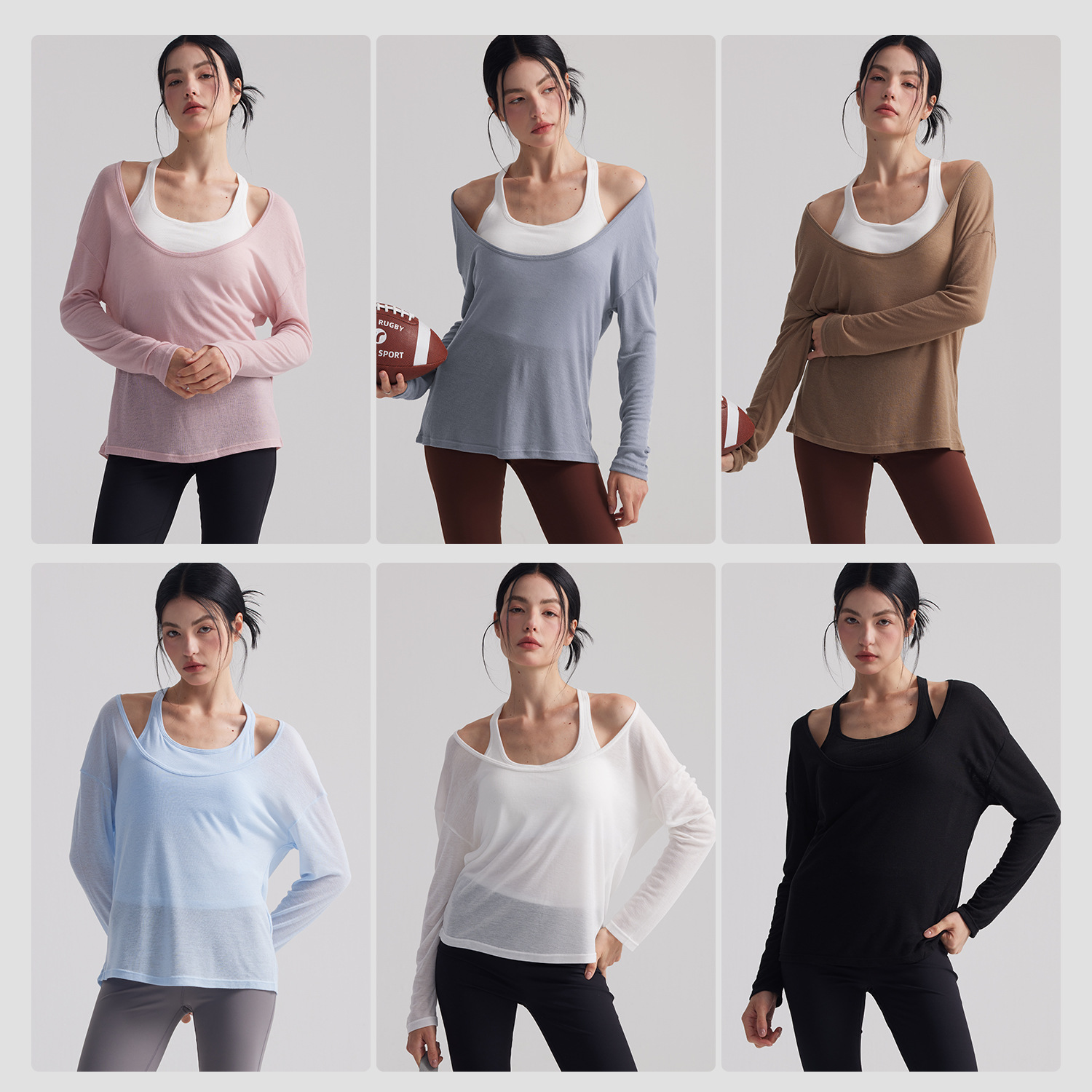 女性用ルーズセミシアー長袖アスレチックヨガチュニックトップピ - Pilates Yoga Top のレビューと価格
