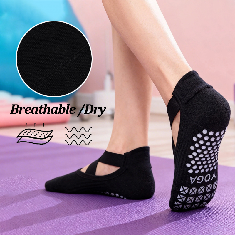 女性ノンスリップヨガソックスシリコーン屋内綿包帯バックレスピ - Medias Para Pilates Y Yoga のレビューと価格