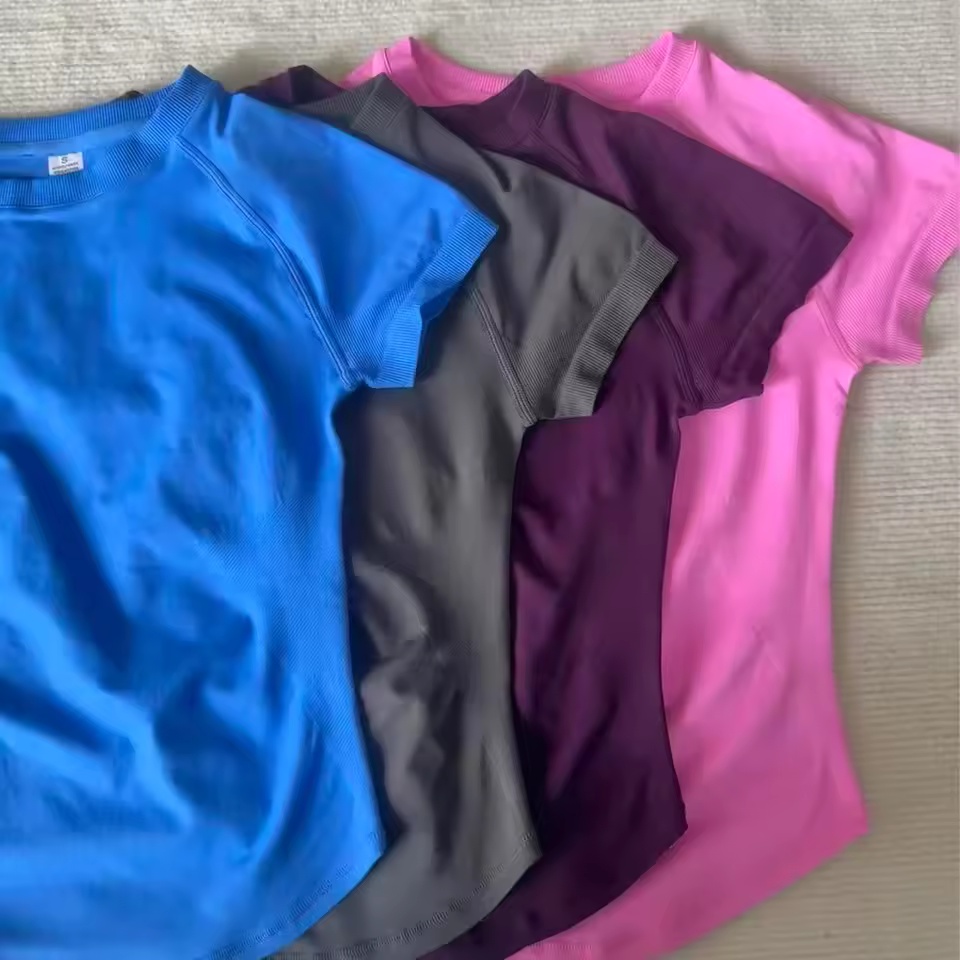 スポーツシャツ女性フィットネスインパクト半袖トップジムワーク - Pilates Yoga Top のレビューと価格