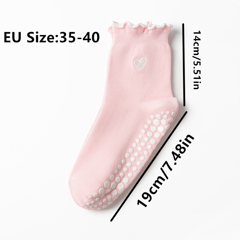 3 ペア女性ハート柄フリルヨガピラティスソックスノンスリップ - Medias Para Pilates Y Yoga のレビューと価格
