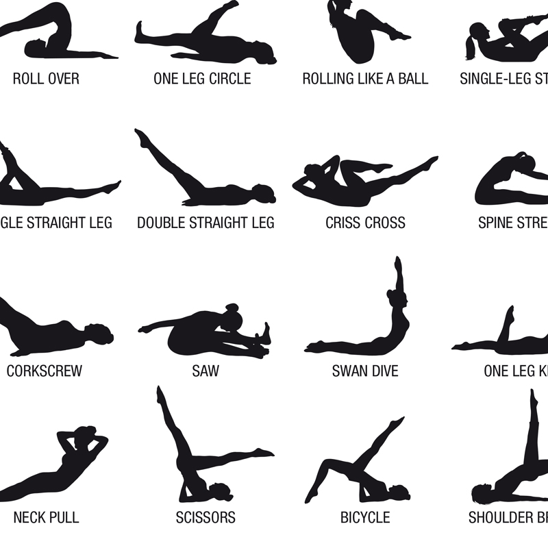 フレームレスピラティスワークアウトチャートポスターキャンバス - Pilates Yoga And Gym のレビューと価格