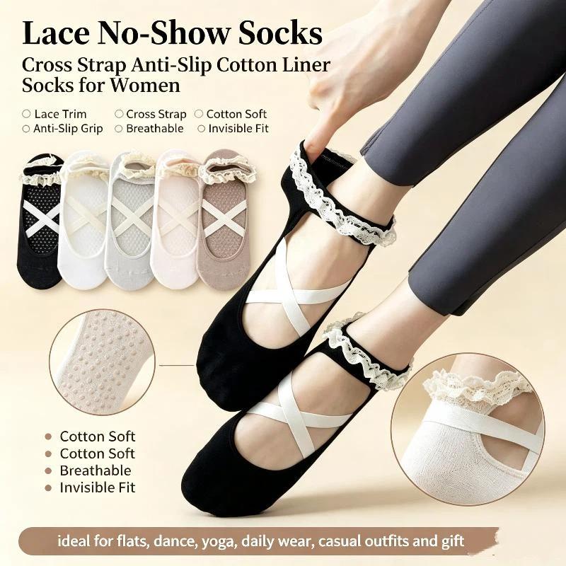 1足組のかわいいレースワークピラティスソックス、プリンセス風 - Pilates & Yoga Elastic Band のレビューと価格